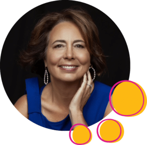 Mary Carangelo in a circular graphic.